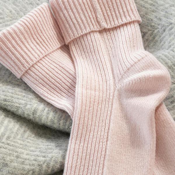 Blush Pink Supreme Cashmere Bed Socks close-up detail | Soak and Sleep
