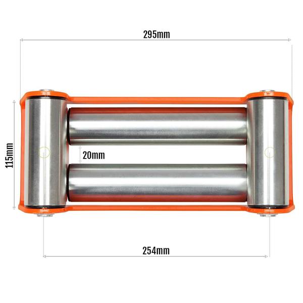 WINCHMAX Roller Fairlead, Heavy Duty, Orange. Zinc Plated Rollers.