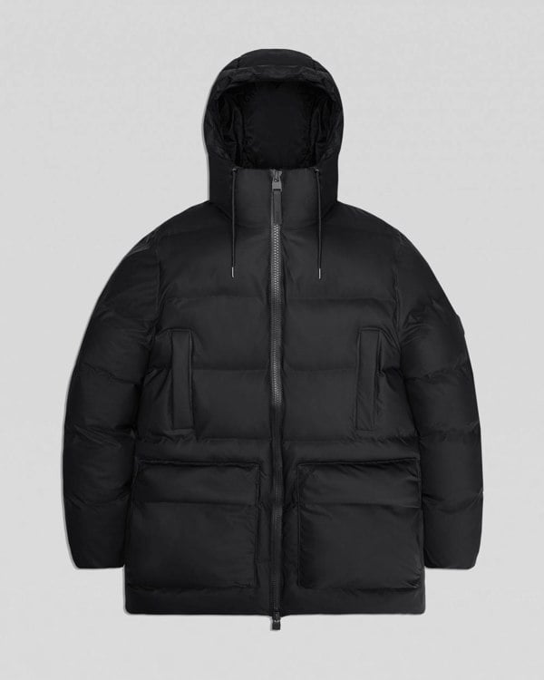 Rains Alta Long Puffer Cargo Jacket - 01 Black