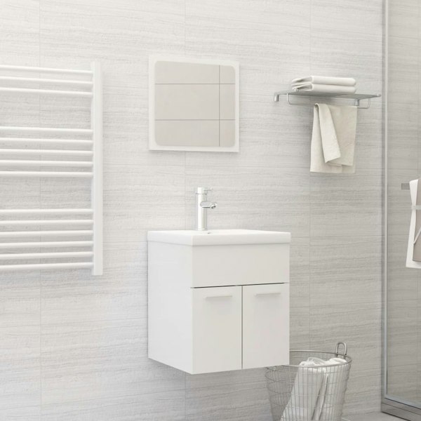Berkfield 2 Piece Bathroom Furniture Set High Gloss White Engineered Wood