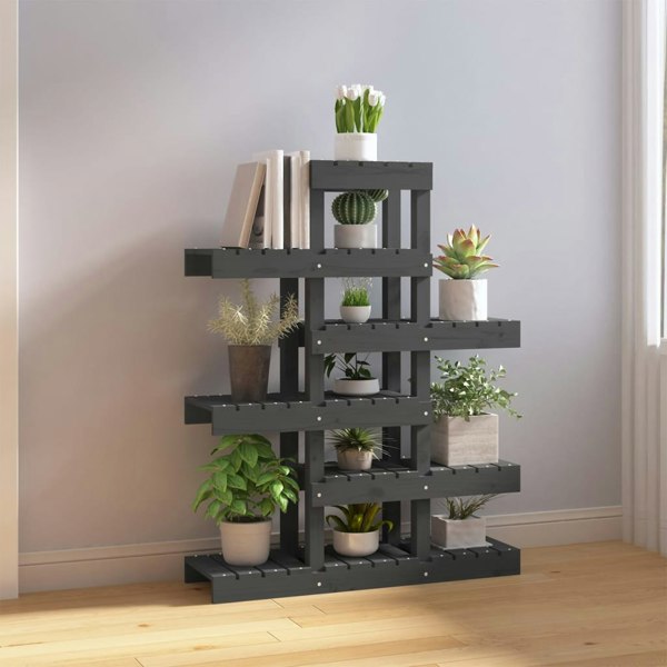 Berkfield Plant Stand Grey 85x25x109.5 cm Solid Wood Pine