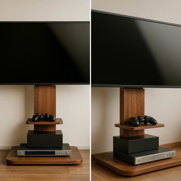 BMBO 2 Tier Adjustable TV Floor Stand With 2 Shelves
