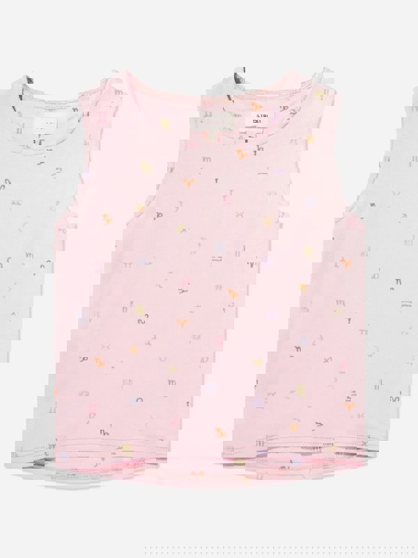 DL1961 Girls Marcie Star Signs Tank Top in Pink