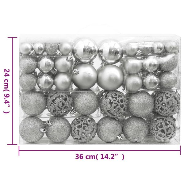 Berkfield 111 Piece Christmas Bauble Set Silver Polystyrene