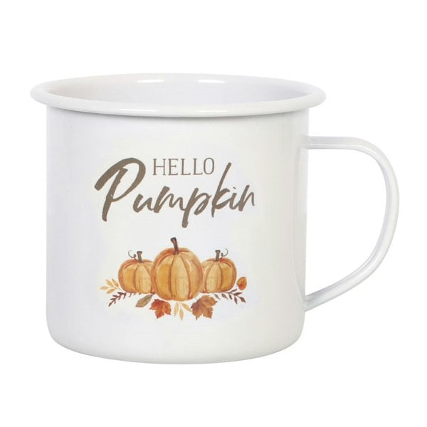 Something Different Hello Pumpkin Enamel Mug - White/Orange