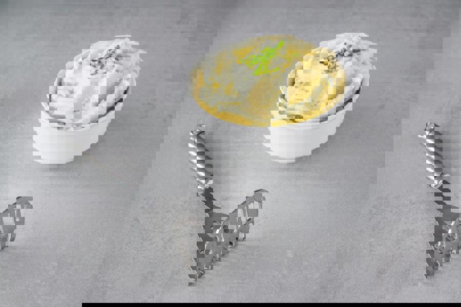 KitchenCraft 5pc Oval-Handled Stainless Steel Kitchen Utensils Set – Masher, Large Ladle, Spaghetti Server, Slotted Turner & Cooking Spoon