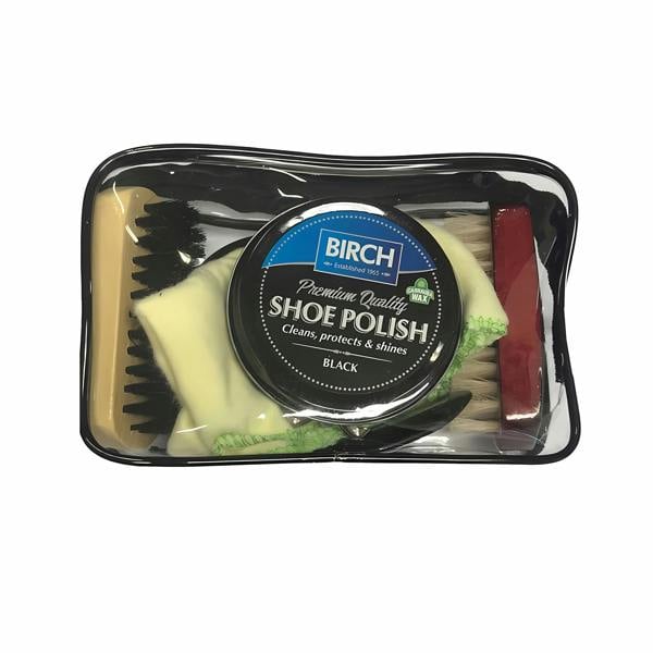 BIRCH PU Shoe Shine Kit - Polish, Brushes & Cloths for Home Maintenance 8pc