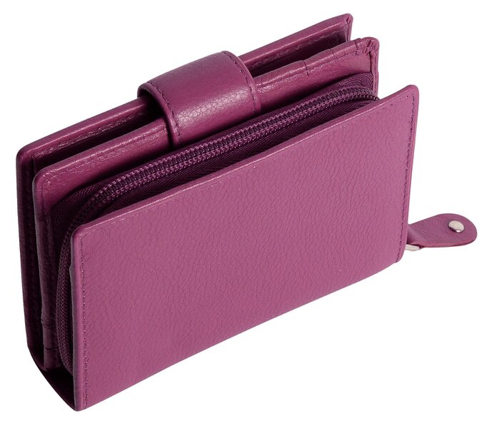 SADDLER EMILY Handmade Leather Mid-Size Wallet – RFID Protected | 10 Card Slots, Secure Tab Closure & Zipped Coin Pocket | Gift Boxed