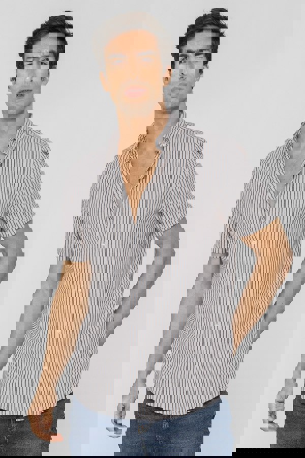 ENORSIA Men's Stripe Short Sleeve Shirt