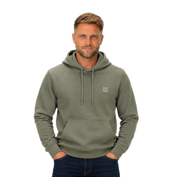 BOSS Wetalk Logo Patch Hoodie Open Grey