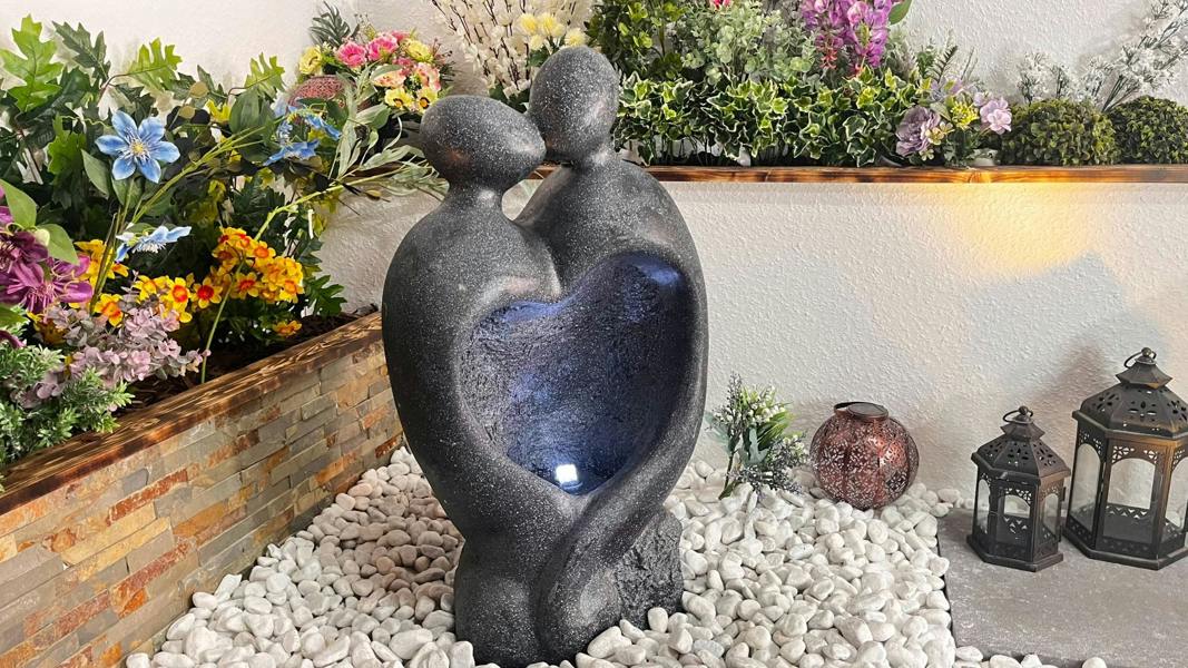 Tranquillity Water Features Heart Couple Contemporary Solar Water Feature