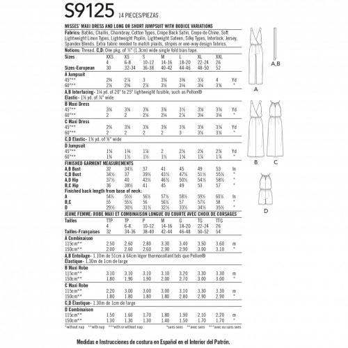 Simplicity Sewing Pattern 9125, Jumpsuits for Women, A (XXS-XS-S-M-L-XL-XXL) - Intermediate