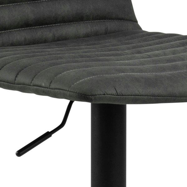Wyld Haus Set of 2 Aalborg Bar Stool Upholstered Grey Fabric Etched Back