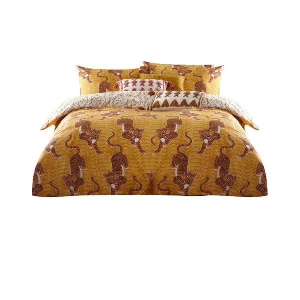 Furn Tibetan Tiger Duvet Cover Set - Mustard Yellow