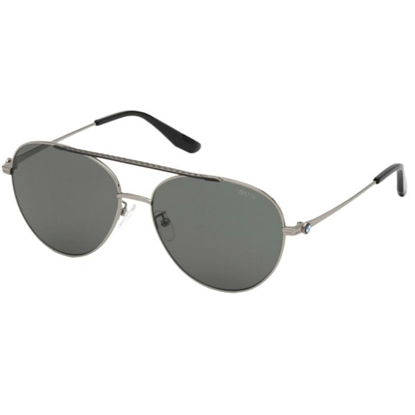 BMW Shiny Light Ruthenium Framed Smoke Polarized Lens Sunglasses