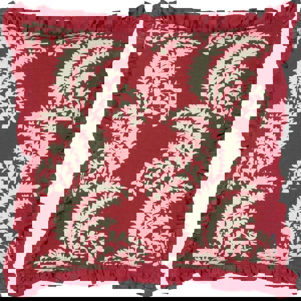 Paoletti Montrose Pleated Floral Cushion Cover - Redcurrant