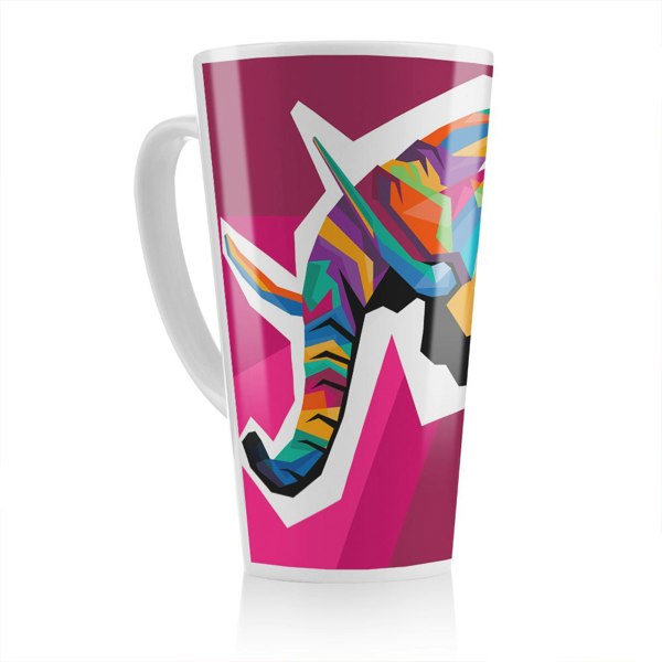 Benjamin Tate Design Colorful illustration of Elephant head in WPAP style Designer Latte Mug