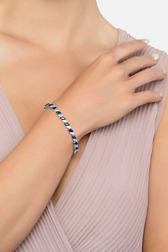 Latelita Viscountess Tennis Bracelet Sapphire Silver