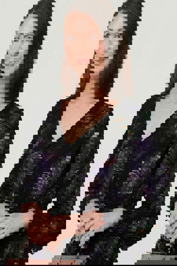 Black | Floral Tier Long Sleeve Maxi Dress