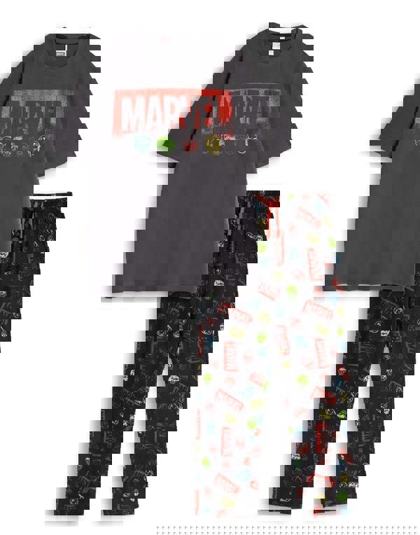 Marvel Mens Multicoloured Avengers Short Sleeve Long Leg Pyjama Set