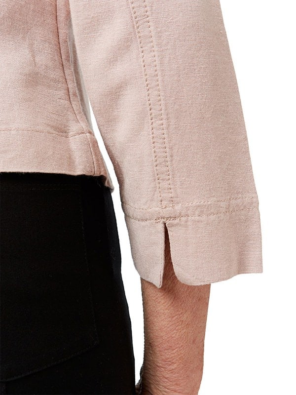PennyPlain Linen Blend Crop Jacket - Cloud