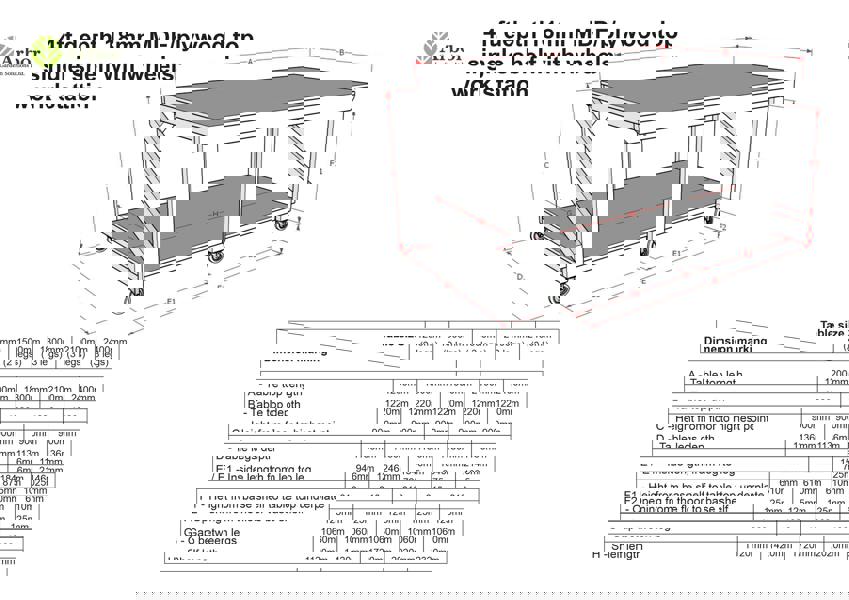 Arbor Garden Solutions Wooden Workbench MDF Top Depth-4ft With Wheels