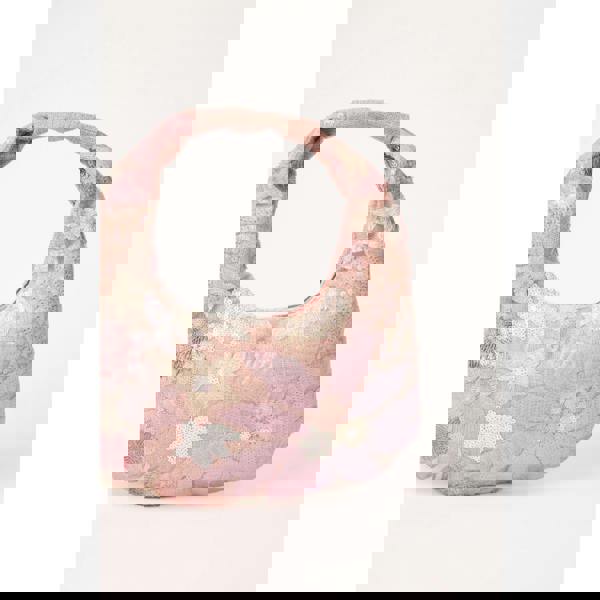 Blue Vanilla Embellished Floral Hobo Bag