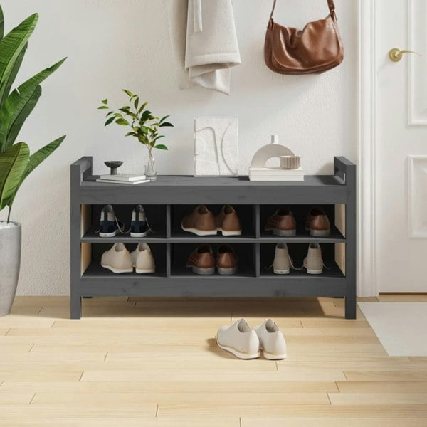 Berkfield Hall Bench Grey 110x40x60 cm Solid Wood Pine