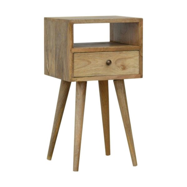 Wyld Haus Parma Mini Oak Mango Wood Bedside Table with Drawer and Open Shelf
