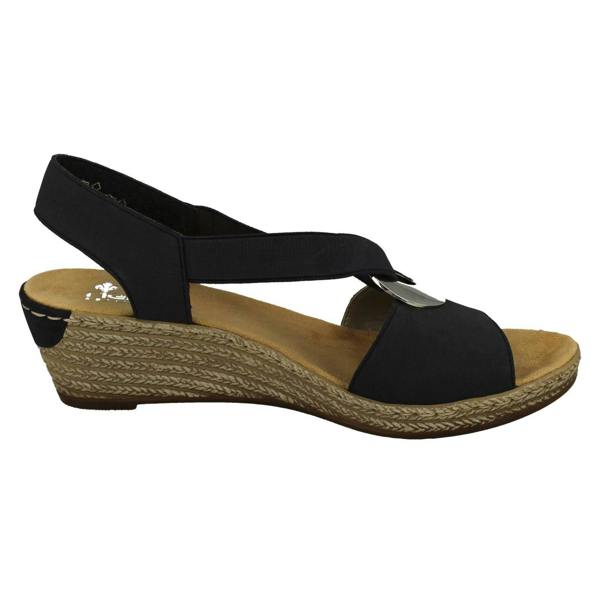 Rieker Ladies Rieker Wedge Heeled Sandals 624H6