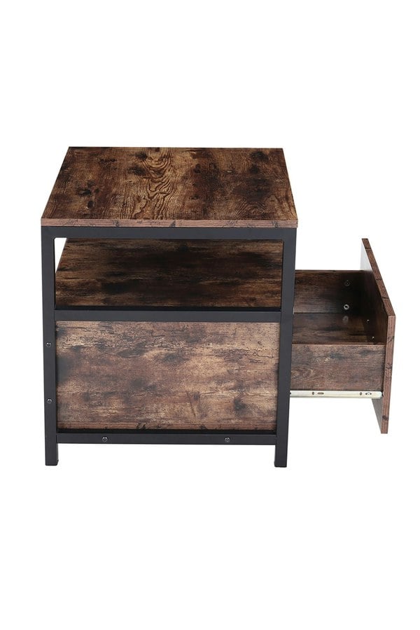 Living and Home 45cm W x 45cm D x 56cm H Industrial 1 Drawer Bedside Table Bedroom