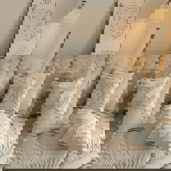 Anyhouz Anypillow Pillowcase Beige Abstract Lines Embroidered Decorative Cushion Cover