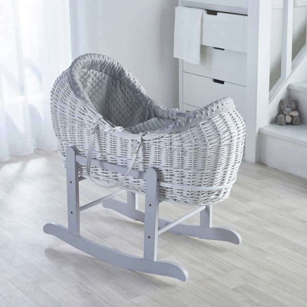 Kinder Valley Grey Dimple White Wicker Pod Moses Basket