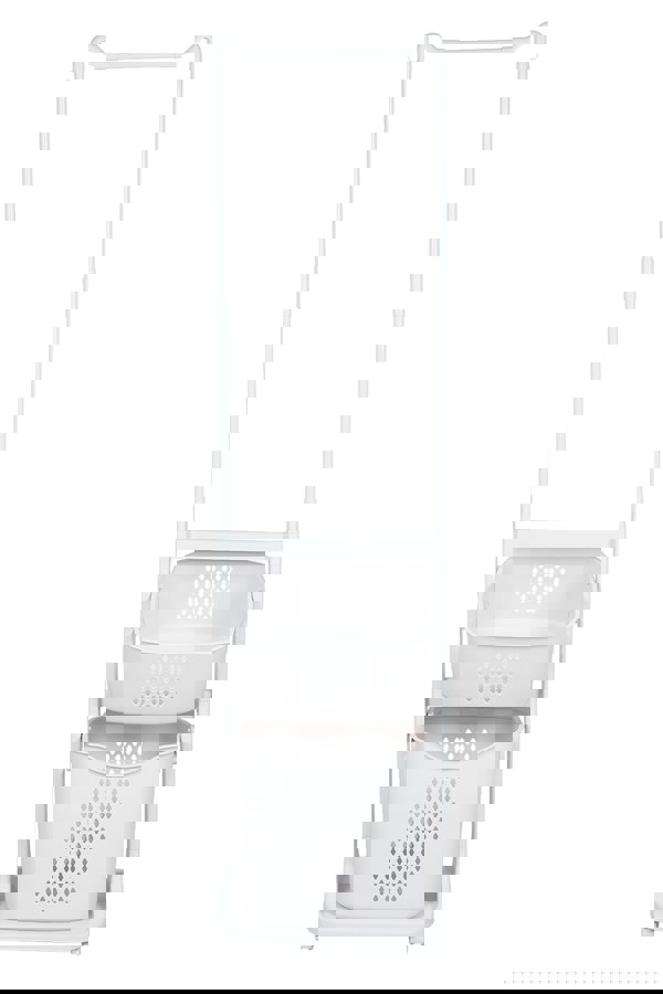 Living and Home 2-Tier Plastic Rolling Laundry Baskets with Hanging Rack