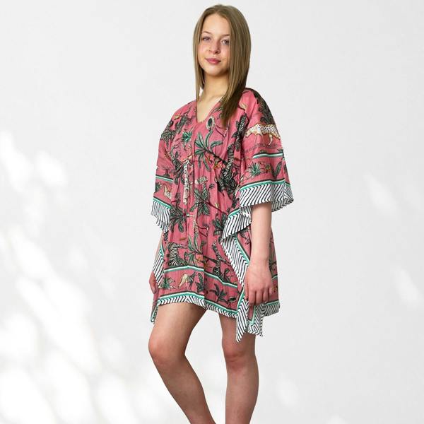 Hayley & Co Leopard and Jungle Print 100% Cotton Beach Kaftan