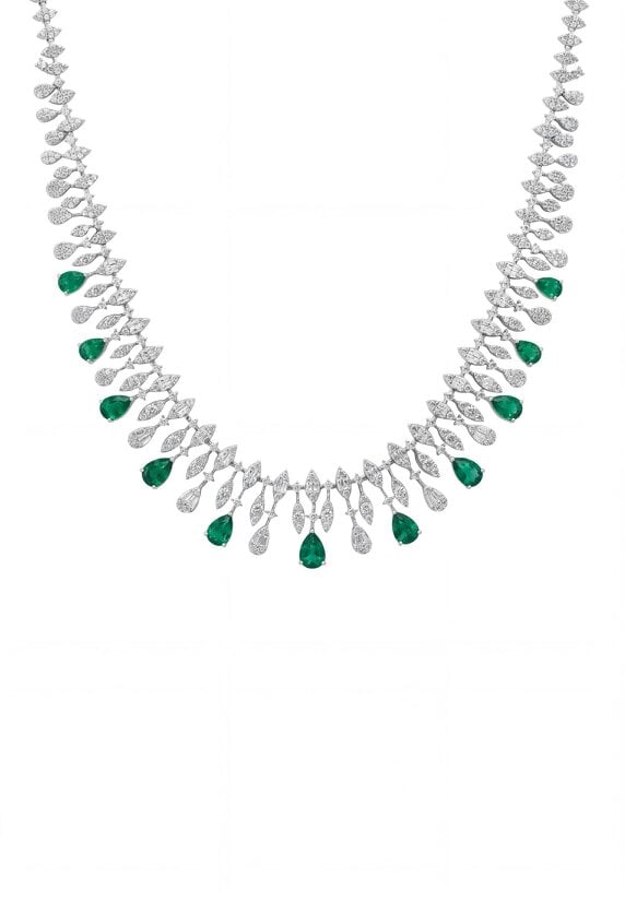 Latelita Duchess Emerald Statement Necklace Silver
