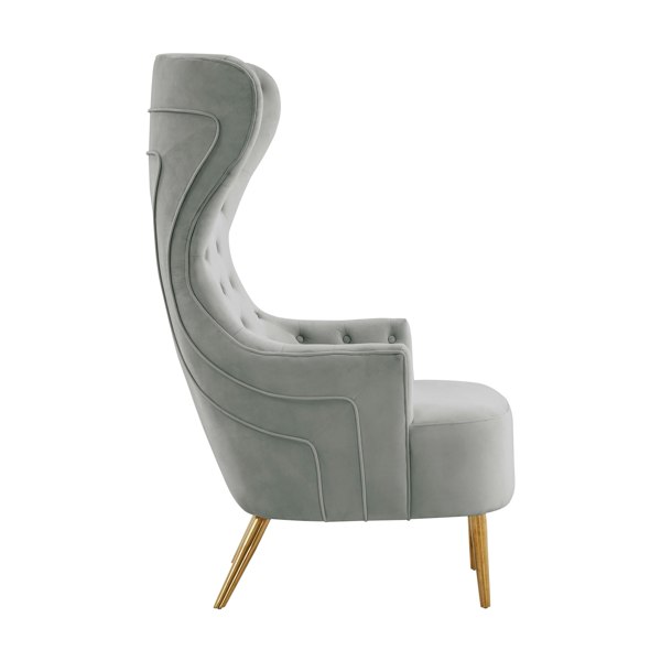 Furniture Edit Jezebel Grey Velvet Wingback Accent Occasional Chair