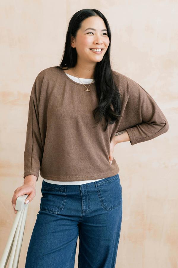 Penny Batwing Crossover Jumper Mocha