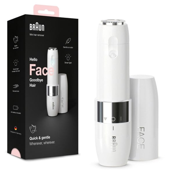 Braun Face Mini Hair Remover FS1000, Electric Facial Hair Removal for Women, White