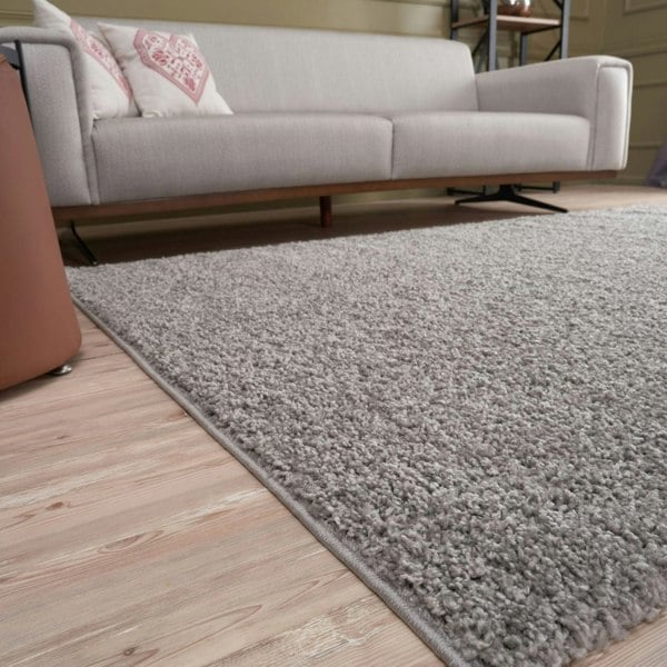 Grey shaggy rug Easy to clean, Colourfast, Resilient, Pet-friendly