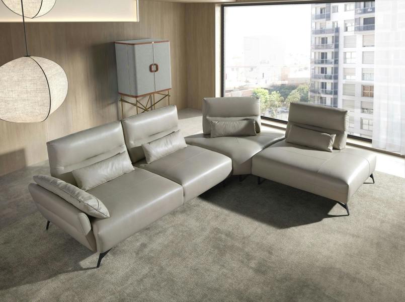 Angel Cerdá Corner sofa in sand leather 6213/6214