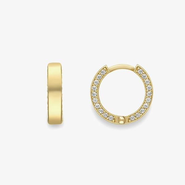 T. H. Baker 9ct Yellow Gold Cubic Zirconia Huggie Hoop Earrings 120525147605
