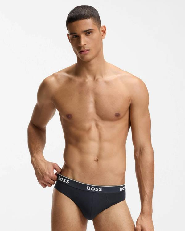 BOSS Orange 3 Pack Mens Power Briefs - Open Blue 487 | CHO | Designer Mens Underwear