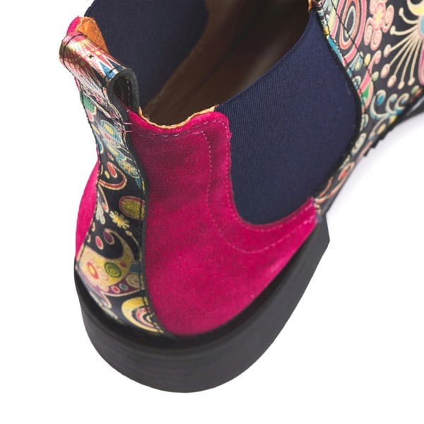 Embassy London Mamacita - Navy Pink - Women's almond toe chelsea boot with wingtip brogue detail