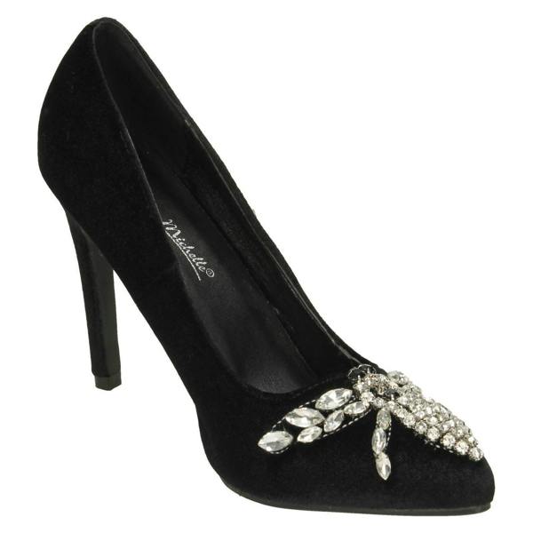 Anne Michelle Ladies Anne Michelle Dragonfly Jewel Trim Court Shoes