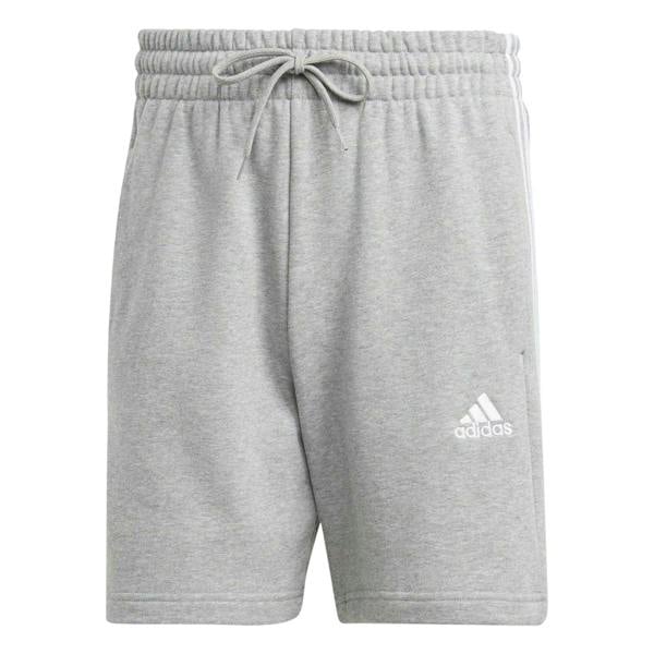 Adidas Mens Fleece 3 Stripes Shorts - Grey/White - 