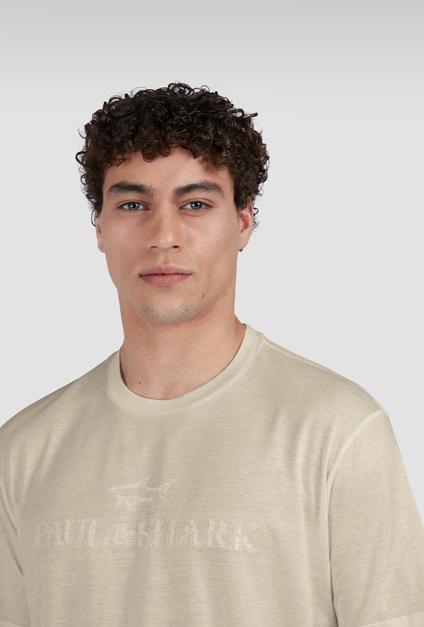 Paul & Shark Men's Embroidered Logo Riviera X-Soft Cotton T-Shirt - Beige