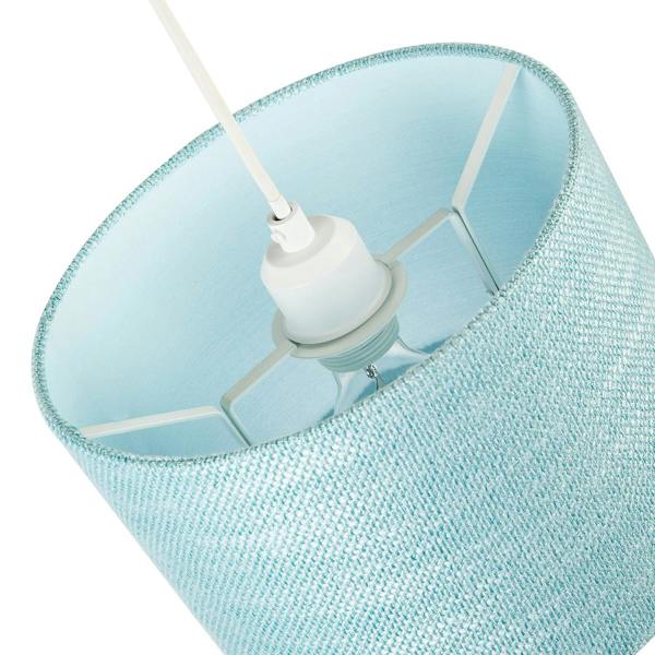 Modern Bobbled and Textured Linen Lamp Shade in Light Duck Egg Blue Image 5