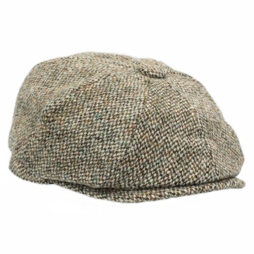 Heather Hats & Accessories Genuine Harris Tweed 8-Panel Flat Cap, Satin Lining, Outdoor Wear, Pebble Beige
