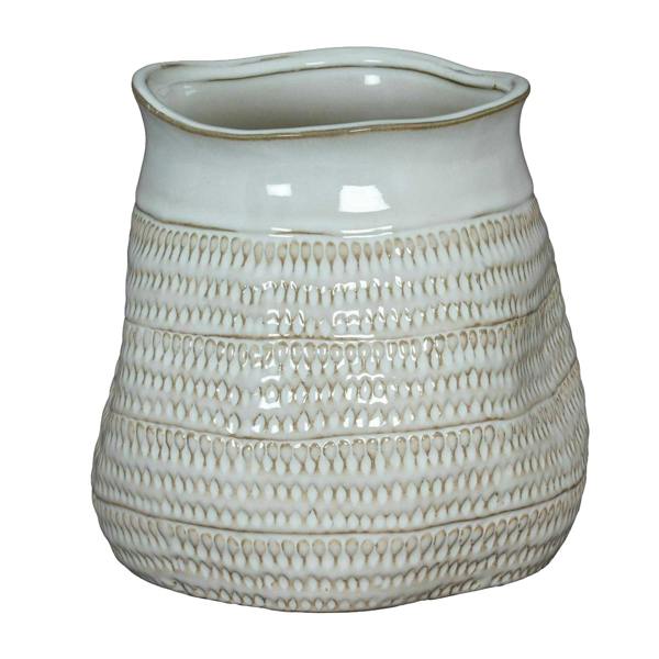 Hill Interiors Tava Hewn Wide Vase - White - 